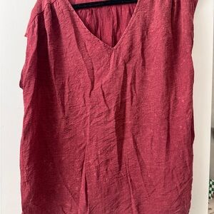 Umgee Red Sleeveless Relaxed Blouse